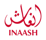Red Arabic calligraphy and INAASH text logo on transparent background
