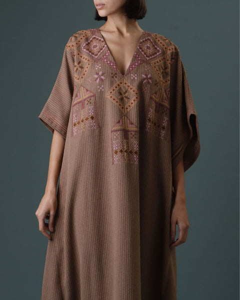 Beige Square Abaya of Al Khalil | الخليل