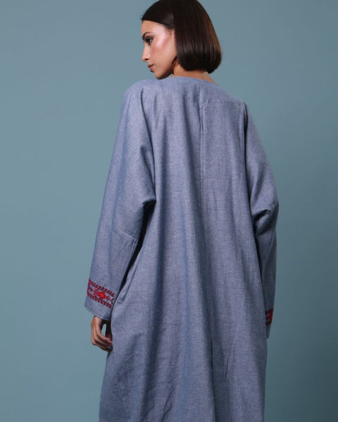 Traditional Palestinian Linen Thobe Ramallah Embroidery | تطريز رام الله