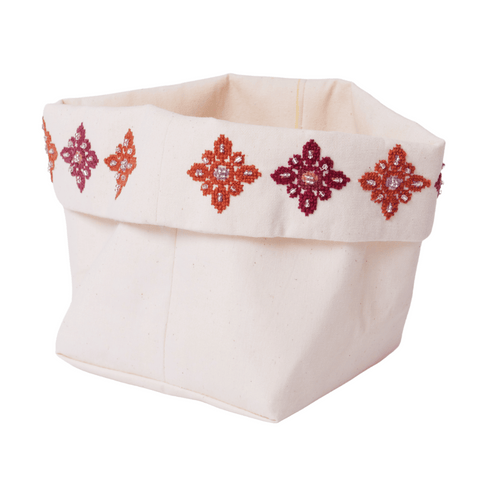 Large Flat Multipurpose Basket- Brown Flowers