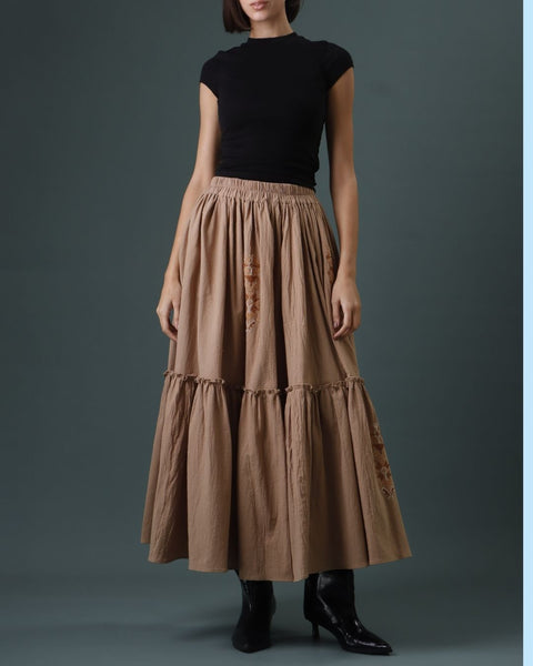 Beige Gathered Skirt - Bethlehem Star | نجمة بيت لحم