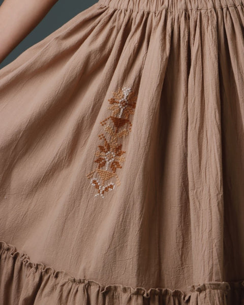 Beige Gathered Skirt - Bethlehem Star | نجمة بيت لحم