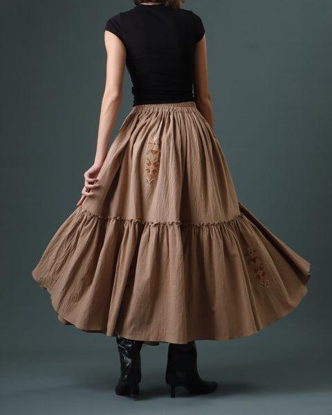 Beige Gathered Skirt - Bethlehem Star | نجمة بيت لحم