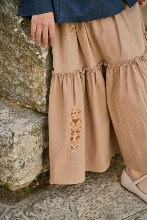 Beige Gathered Skirt - Bethlehem Star | نجمة بيت لحم