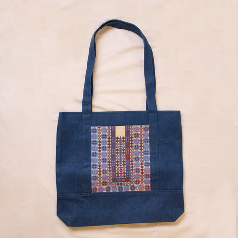 Denim Bag-Small Flowers of Palestine | فلسطين زهور